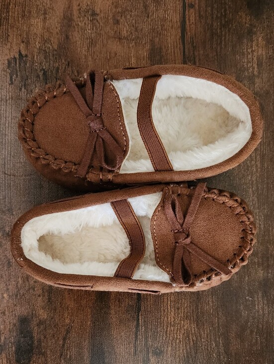 Cat & Jack Other - Cat & Jack Brown Faux-Suede Kids Moccasin Slippers